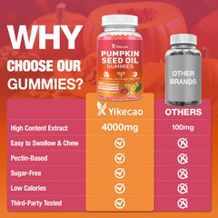 Yikecao ingredients label, non-GMO gluten-free vegan pumpkin seed oil formula