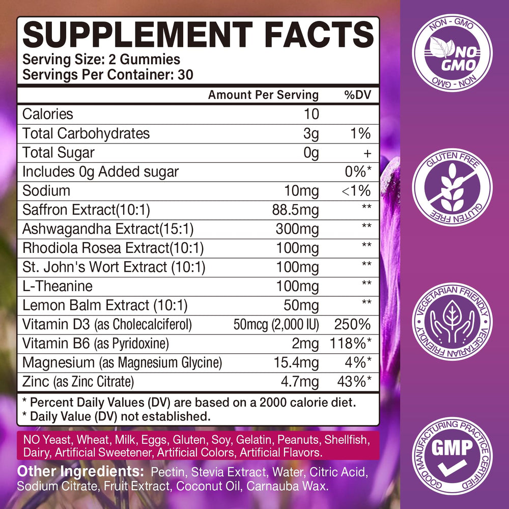 Yikecao saffron gummies kid-friendly label with strawberry flavor appeal.