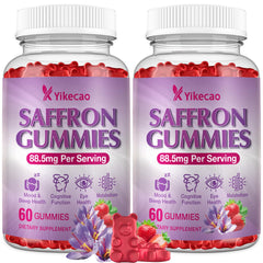 Yikecao saffron gummies two-pack front view, convenient daily wellness option.