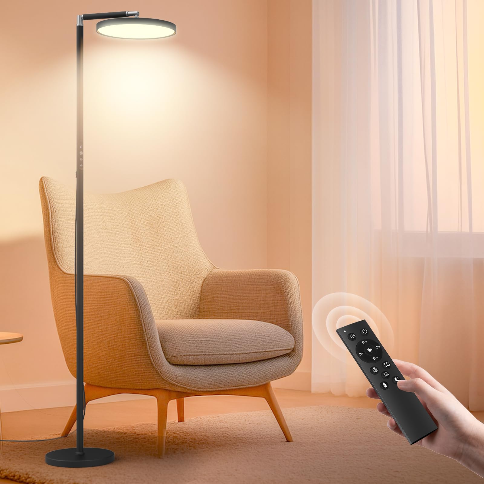 Yikola Light Floor Lamp front view with UV-free full-spectrum glow for bright spaces