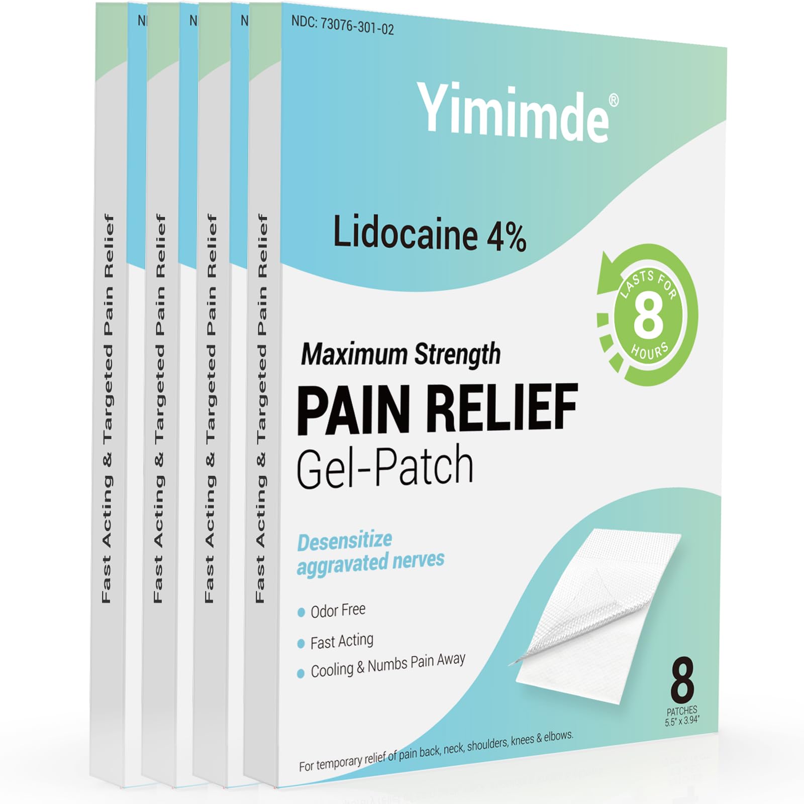 Yimimde 4% lidocaine patch applied for targeted numbing relief.