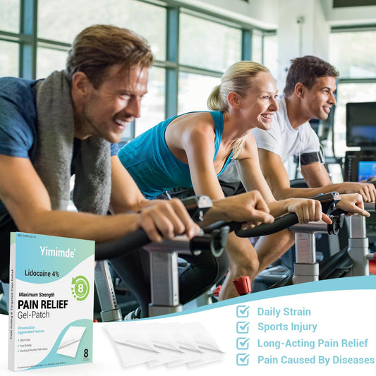 Yimimde maximum-strength patch shown for potent, non-prescription pain relief.