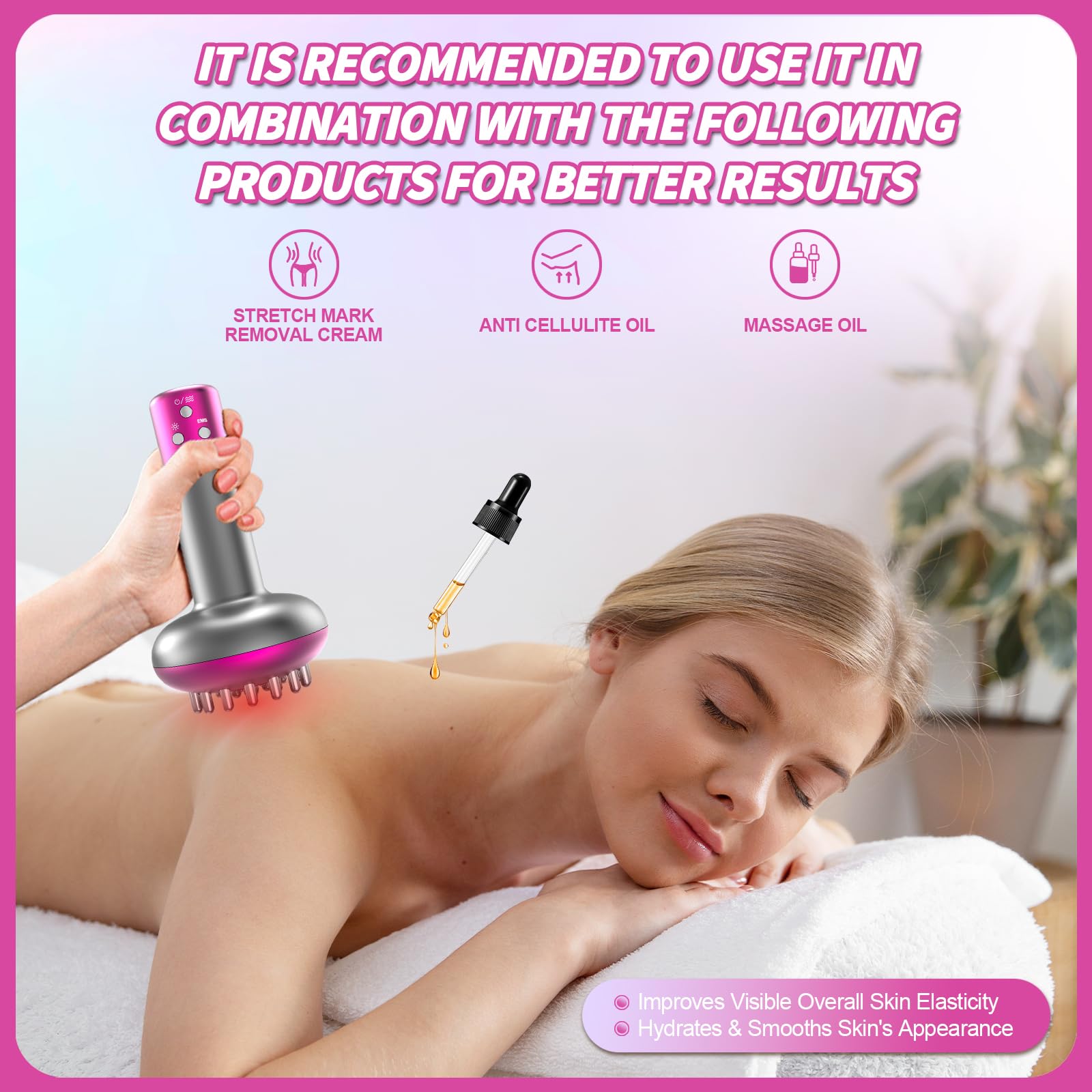 Yincook conductive gel application enhances massage depth for cellulite reduction.