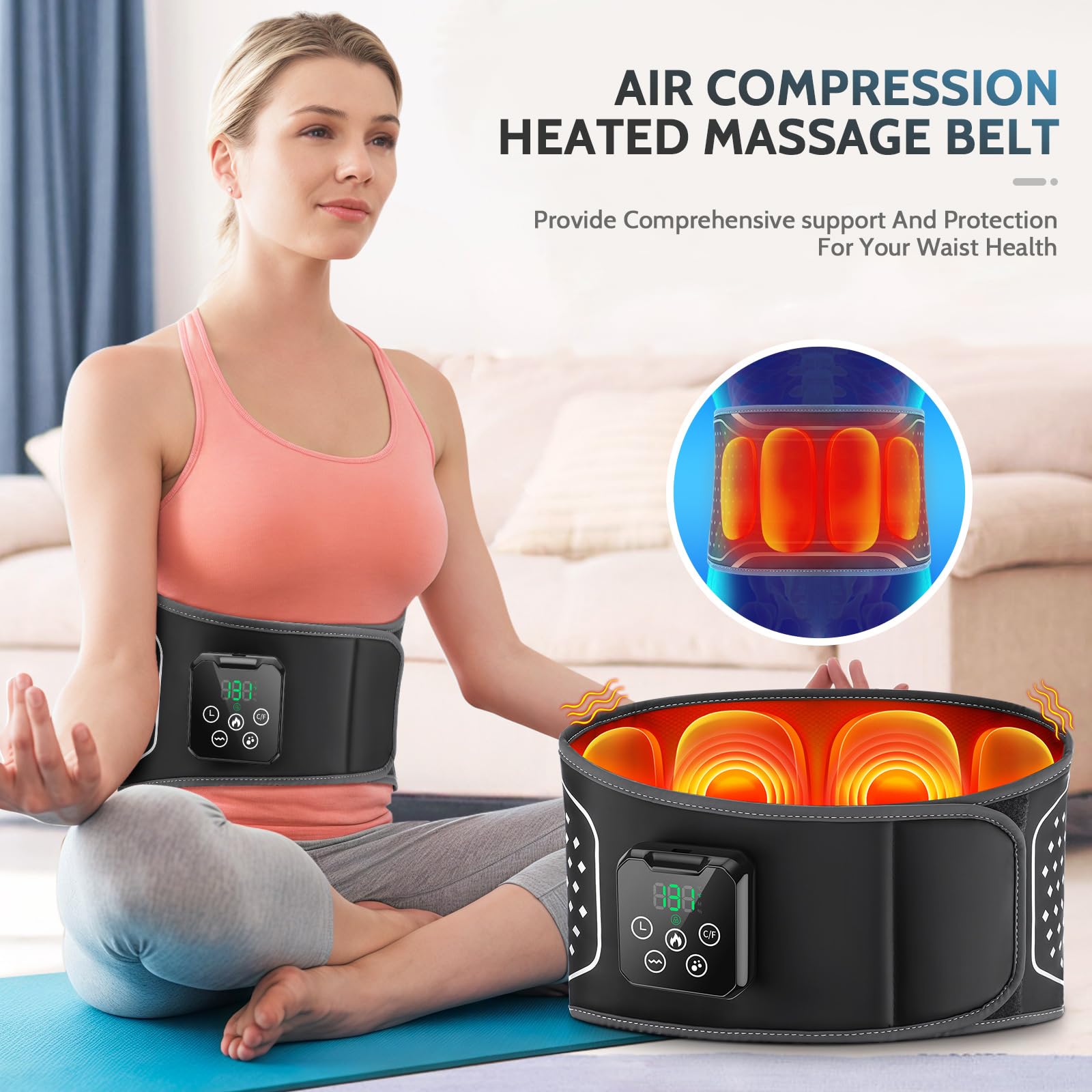 Yincook cordless back massager battery enables wireless, on-the-go relief.