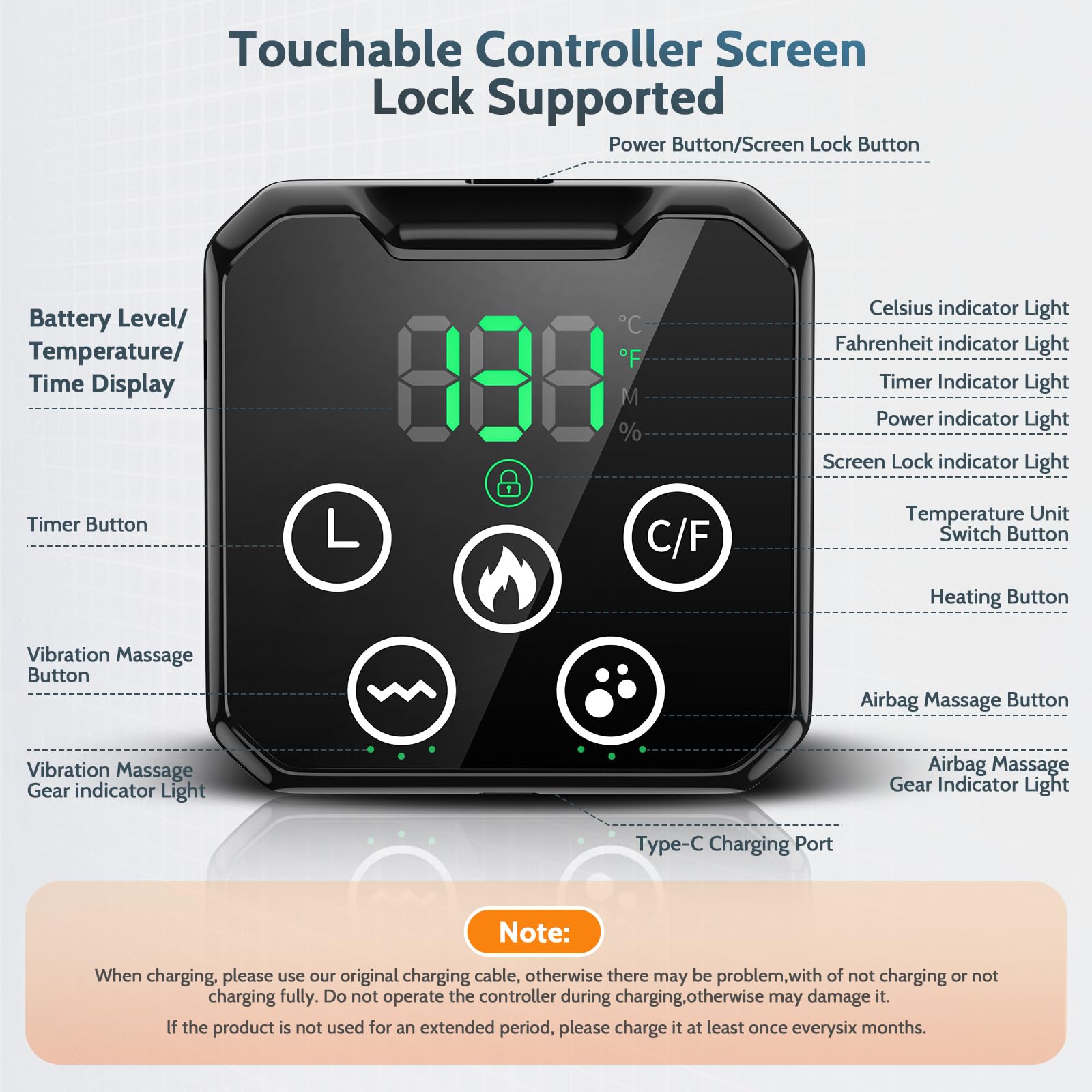 Yincook heat and vibration settings for customizable comfort.