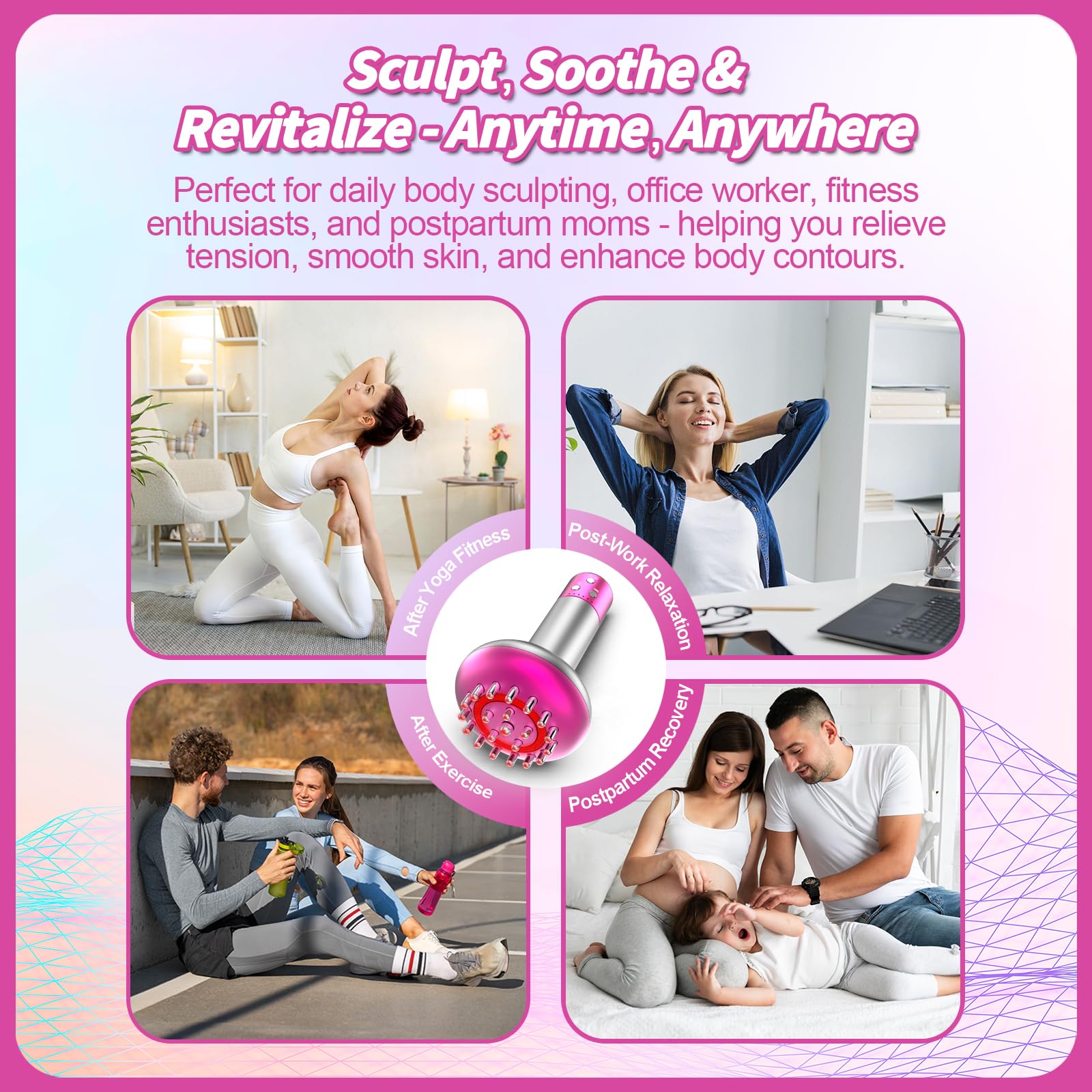 Yincook lifestyle shot demonstrates portable self-care and daily sculpting routine.