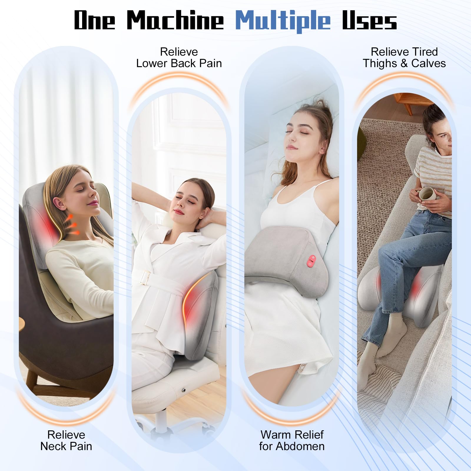 Yincook portable massager pillow shown on office desk for on-demand relief.