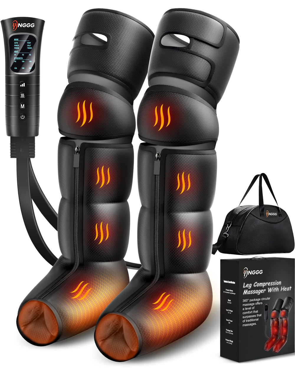 YINGGG air compression leg massager foot massage with heat for post-activity relief.