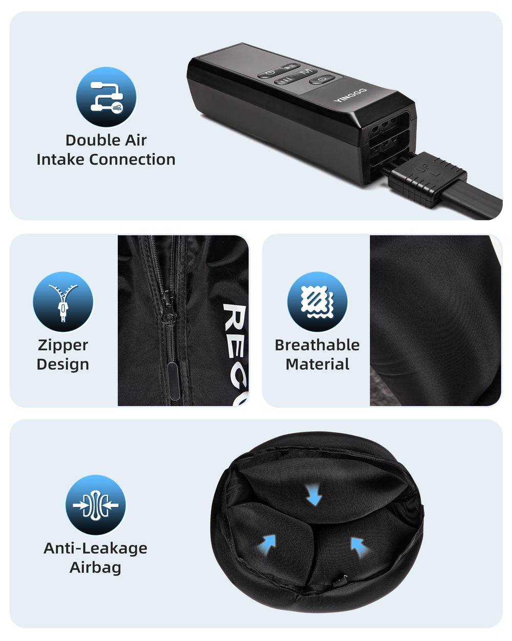 YINGGG Air Leg Massager remembers your last settings for consistent sessions.