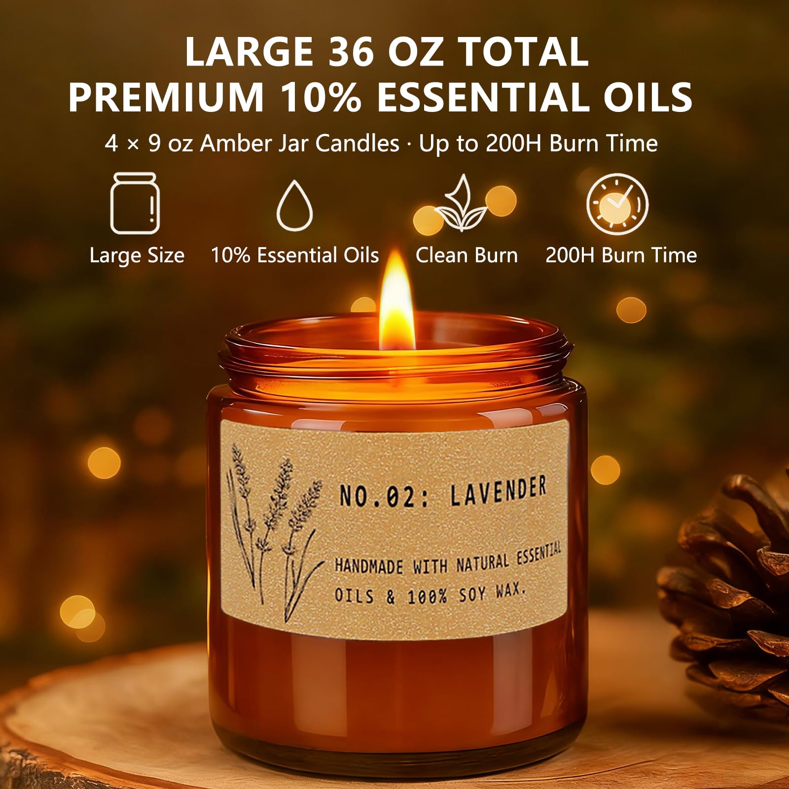 YINUO LIGHT amber jar candles closeup shows elegant packaging and rich fragrance.