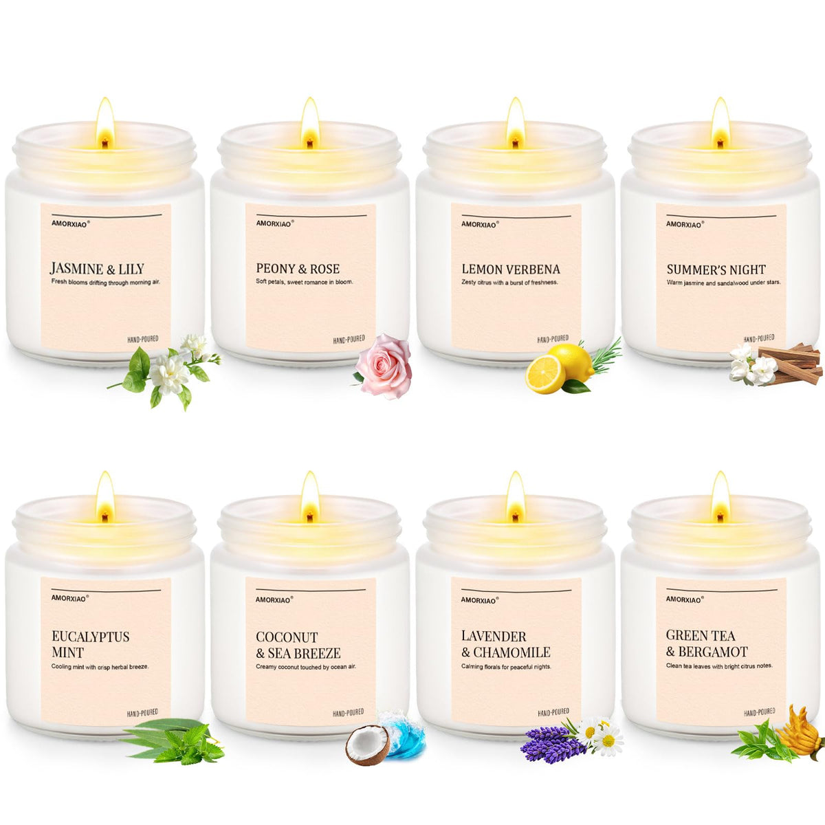 YINUO LIGHT Candles Gift Set eight-pack packaging, ideal for home gift-giving and ambiance.