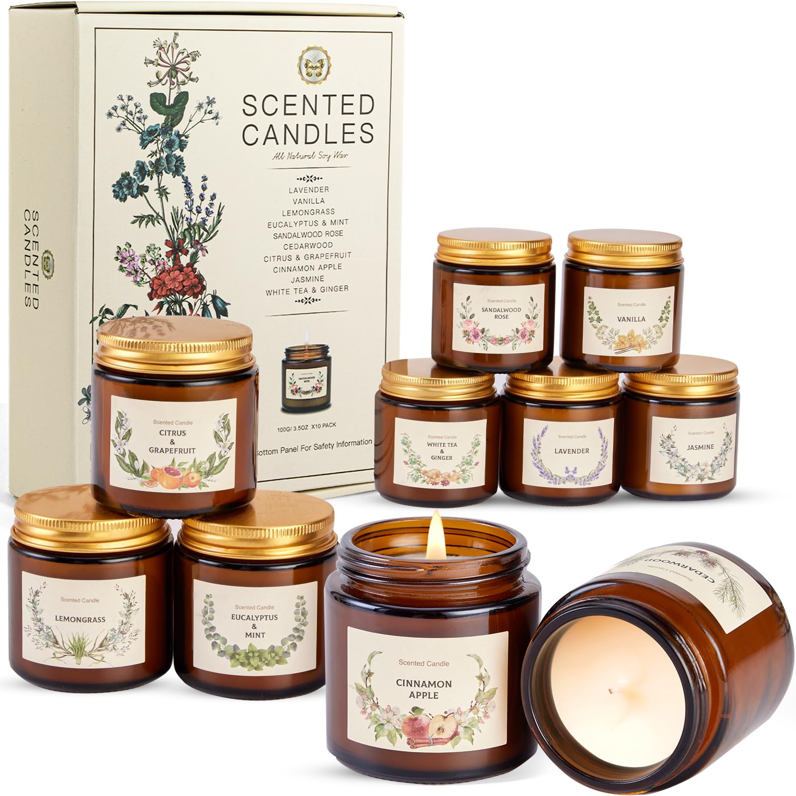 YINUO LIGHT gift set in amber jars enhances cozy home ambiance