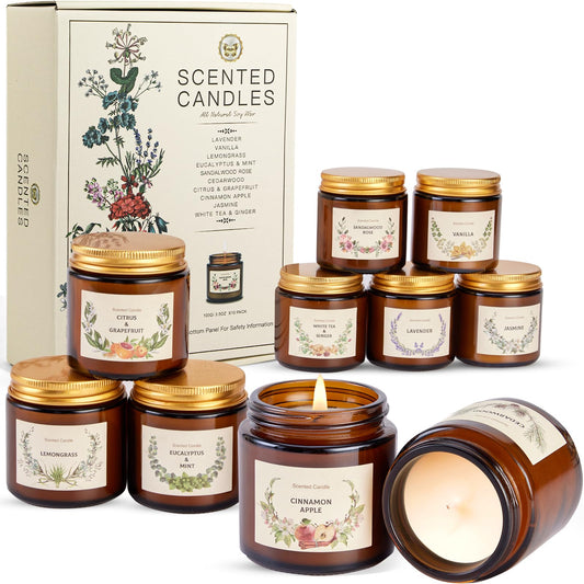 YINUO LIGHT gift set in amber jars enhances cozy home ambiance