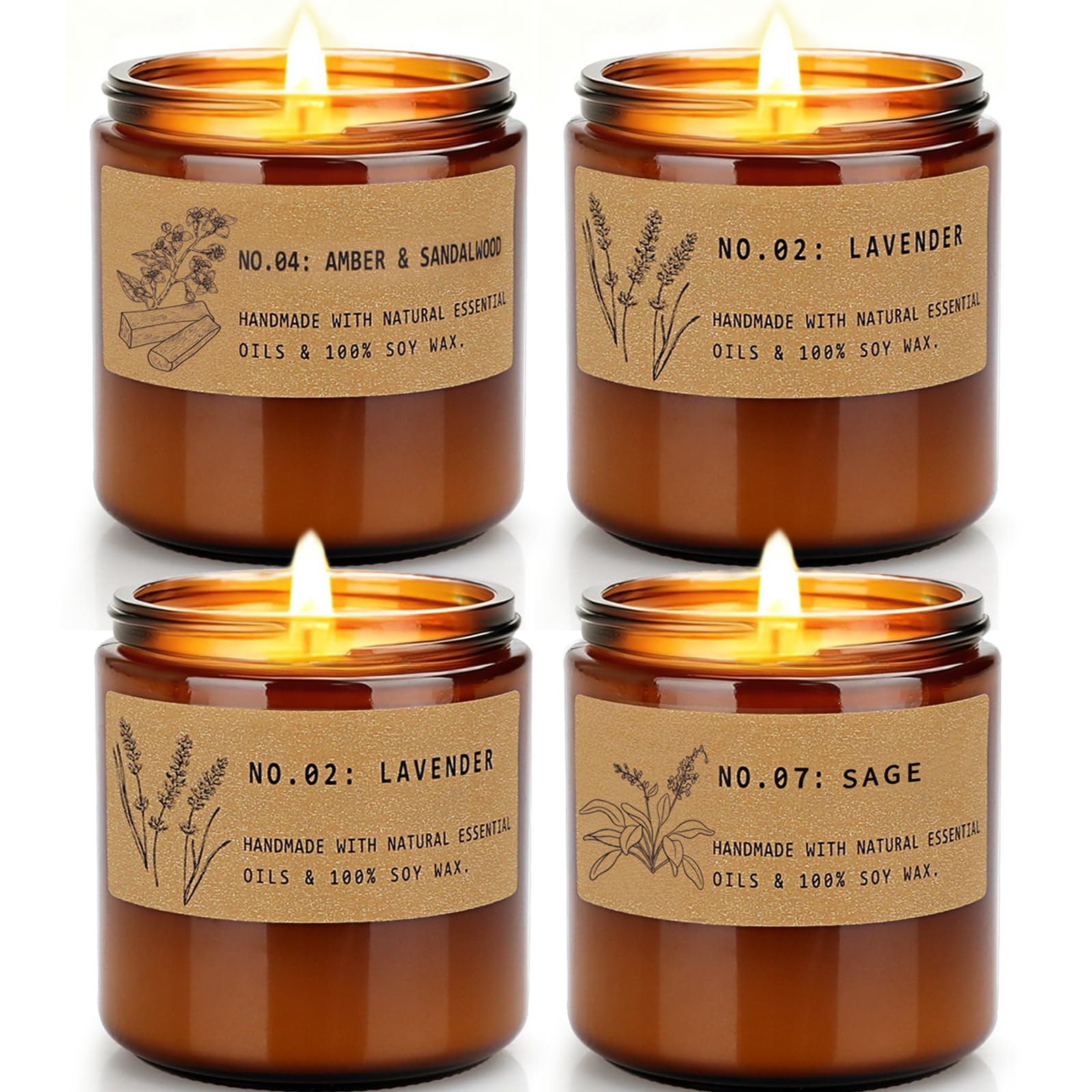 YINUO LIGHT lavender-sage candle set creates calming ambiance with lavender and sage notes.
