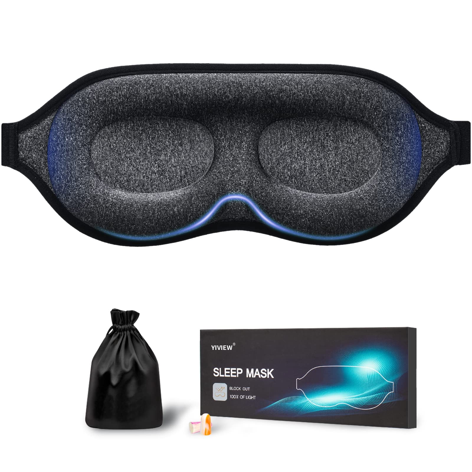 YIVIEW sleep mask with darkness-contouring blocks light for undisturbed sleep