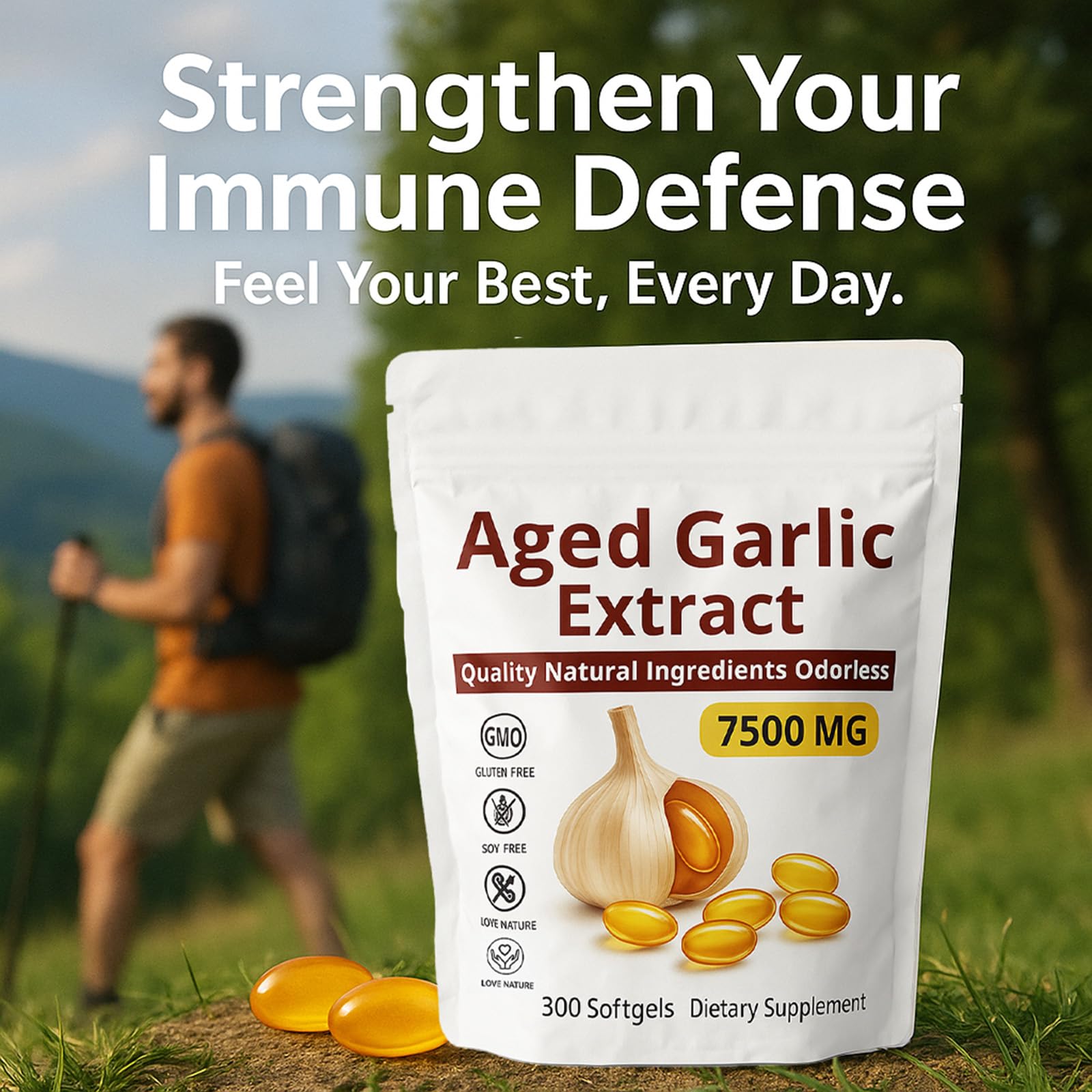 YLOTRE Elare garlic bottle on a morning routine shelf for daily wellness.