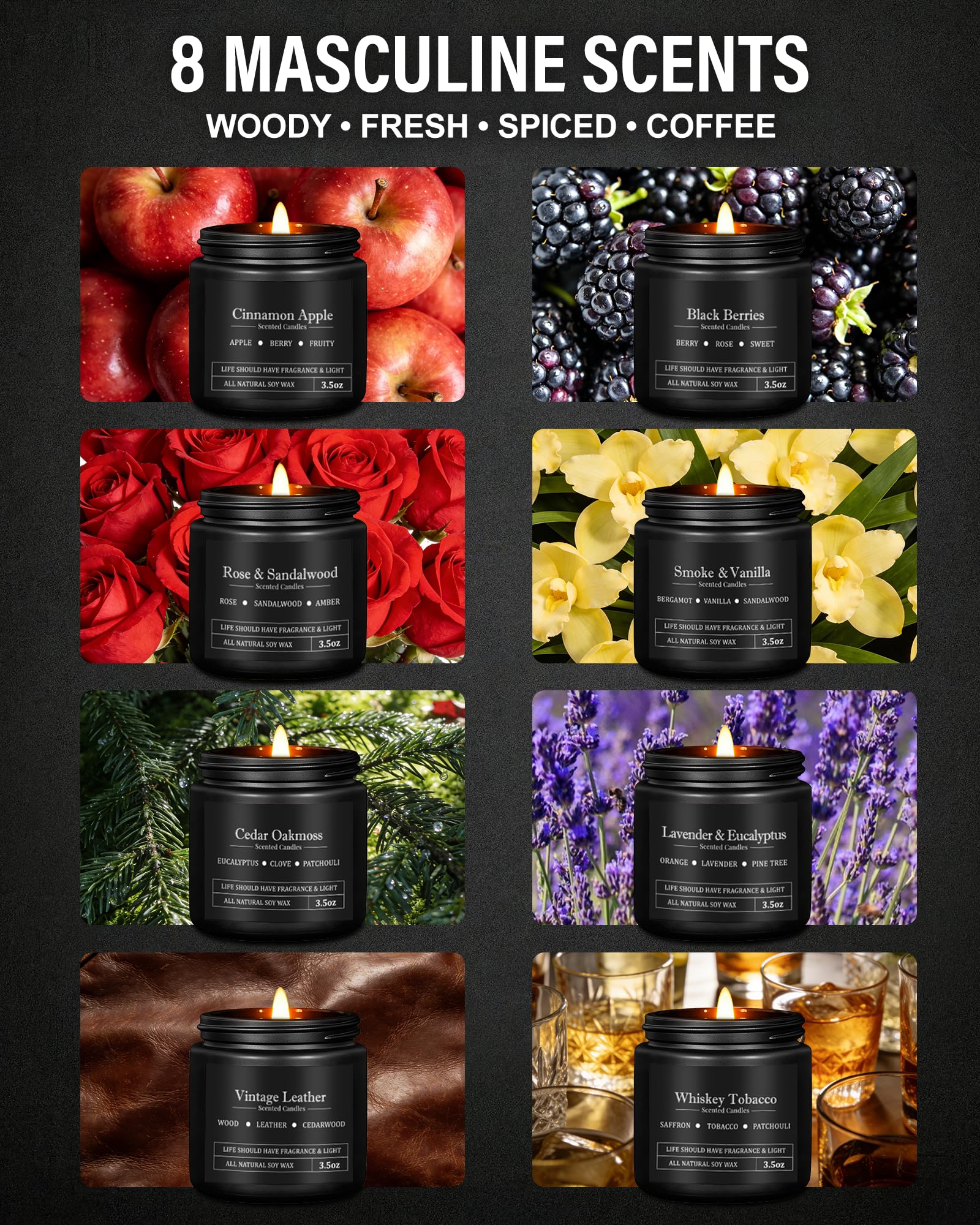 YMing black gift box candle set ready for stylish gifting to him.