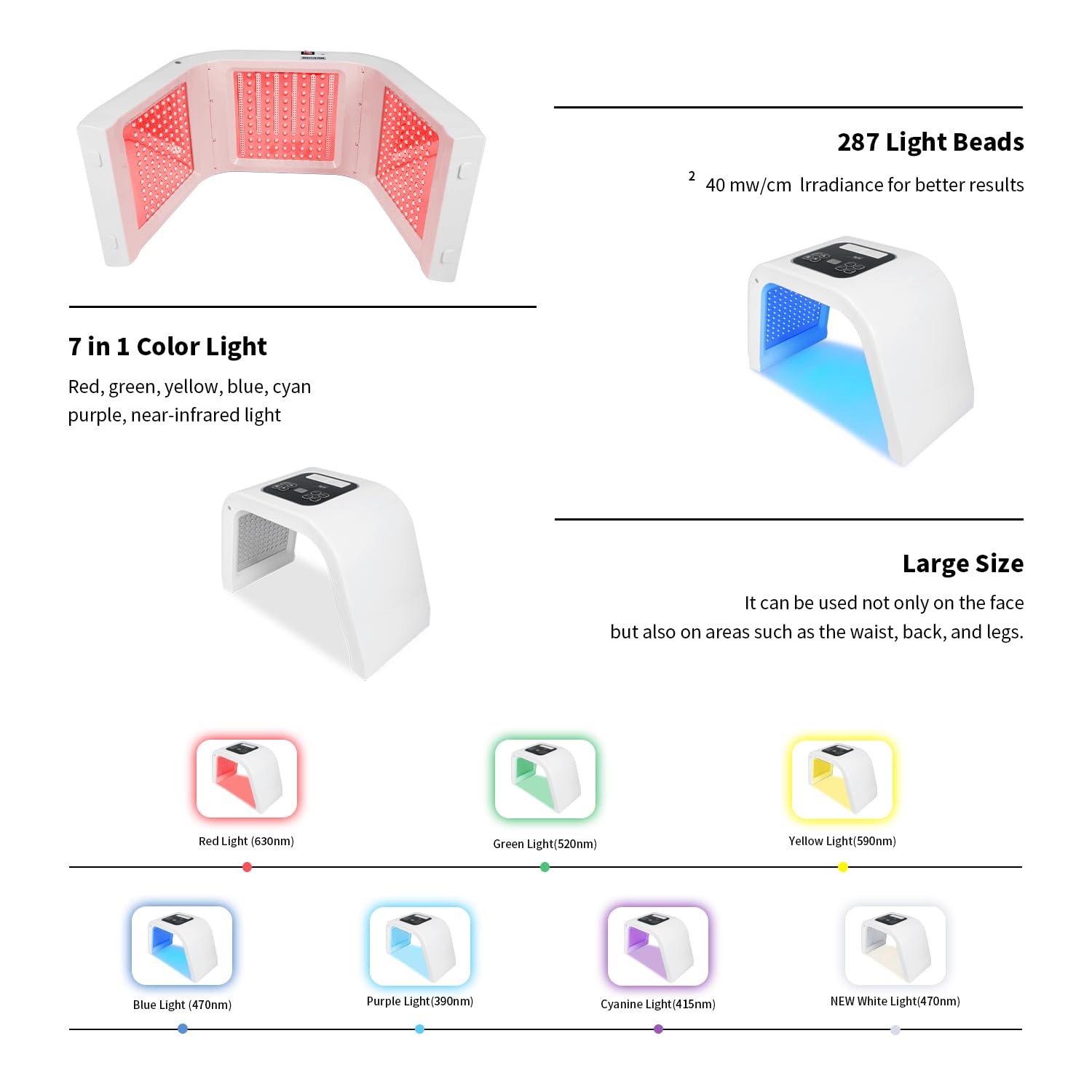 YOARDAH LED Face Red Light Mask control panel with mode selections