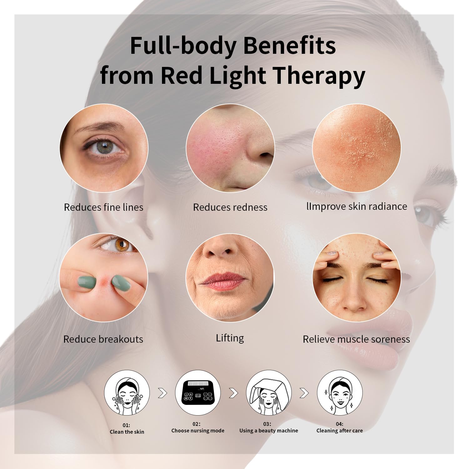 YOARDAH LED Face Red Light Mask portable case for travel skincare