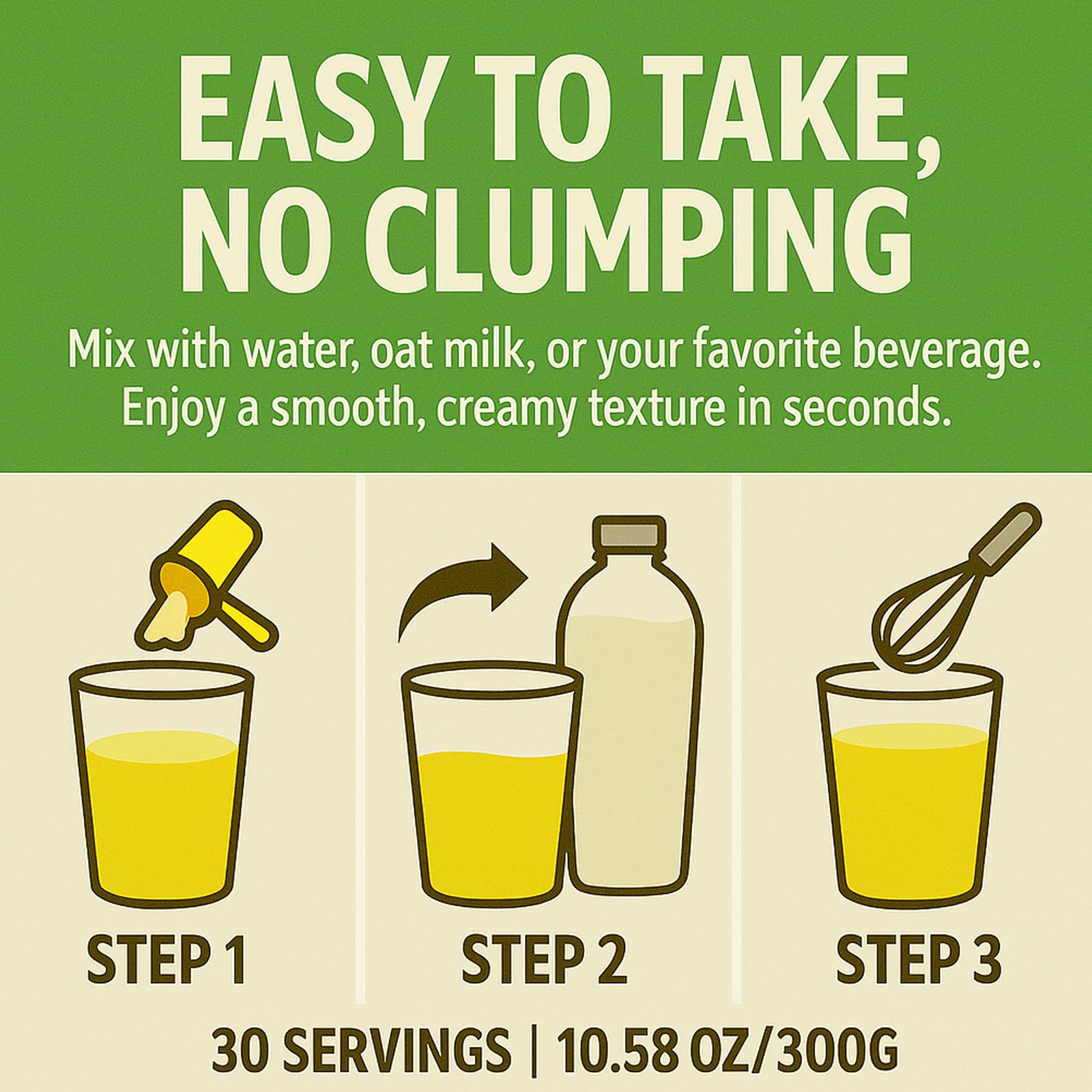 YOCMIPS Morning Would powder dissolves easily for a refreshing, no-clump drink.