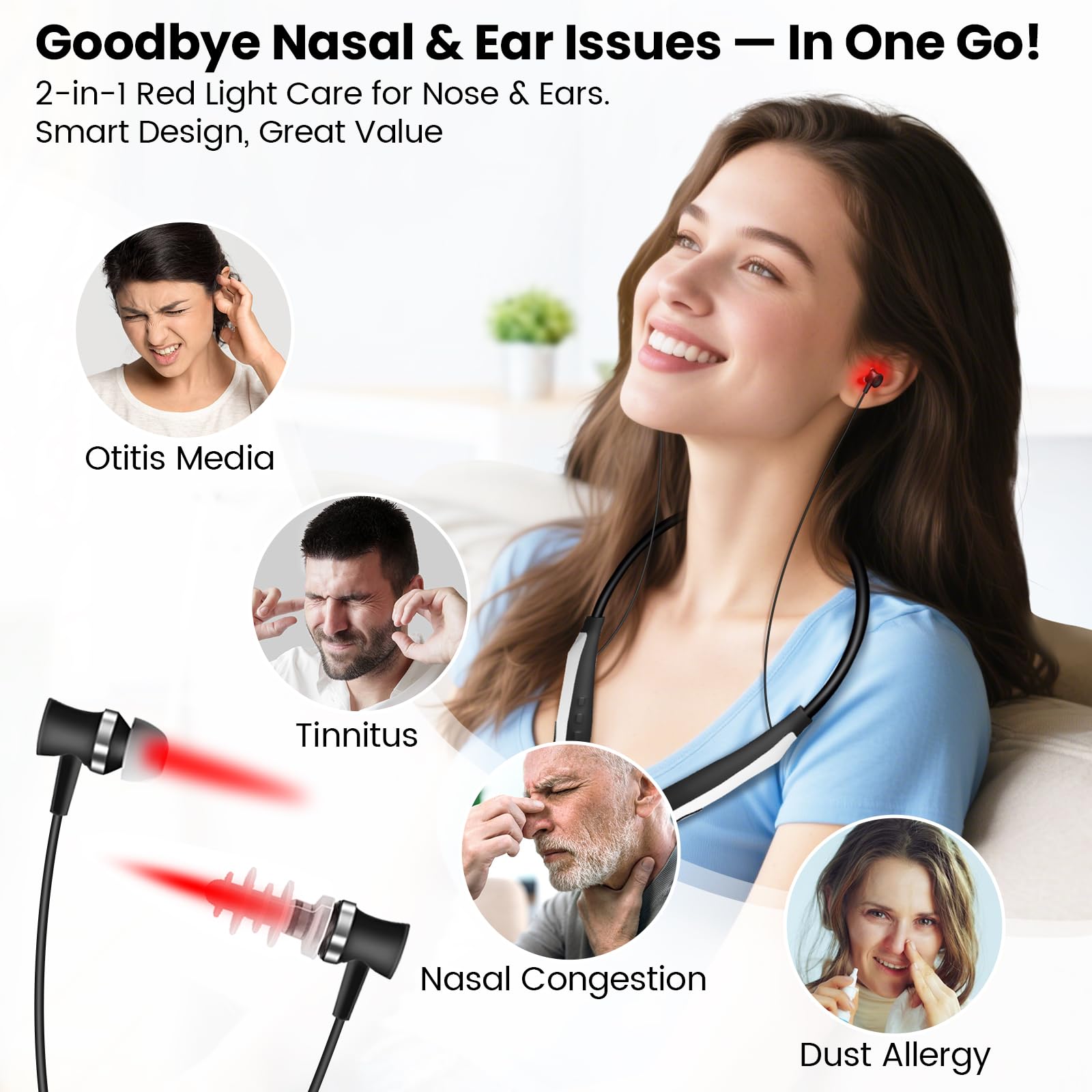 YOEYOU ear attachment delivers red light therapy for ear relief.
