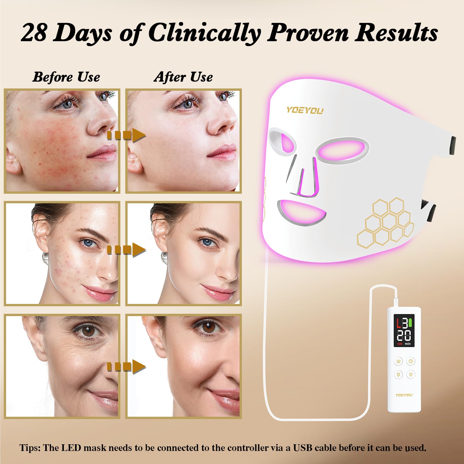 YOEYOU silicone mask close-up, skin-friendly material for comfortable wear.