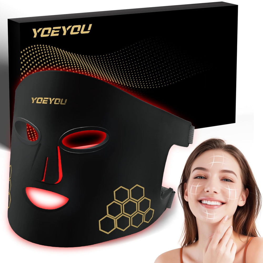 YOEYOU red light therapy face mask with 660nm and 850nm wavelengths for skin rejuvenation.