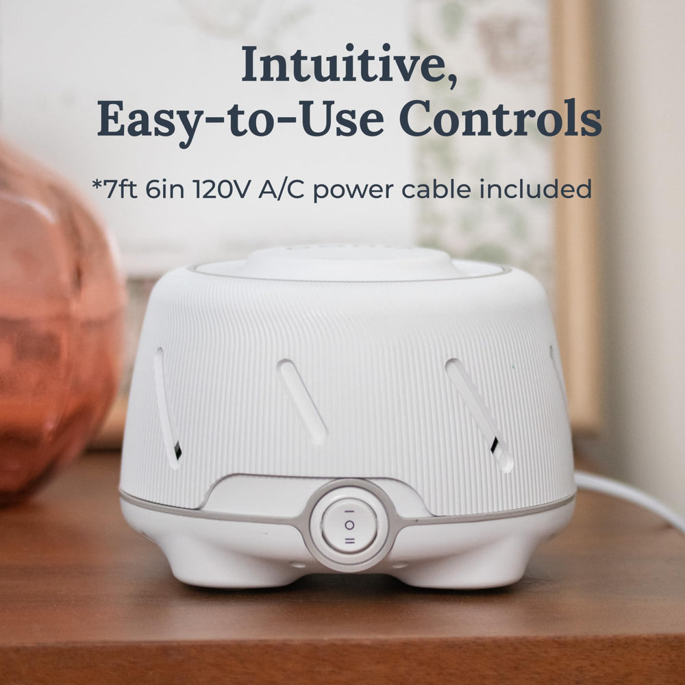 Yogasleep Dohm plug-and-switch for quick, simple setup.