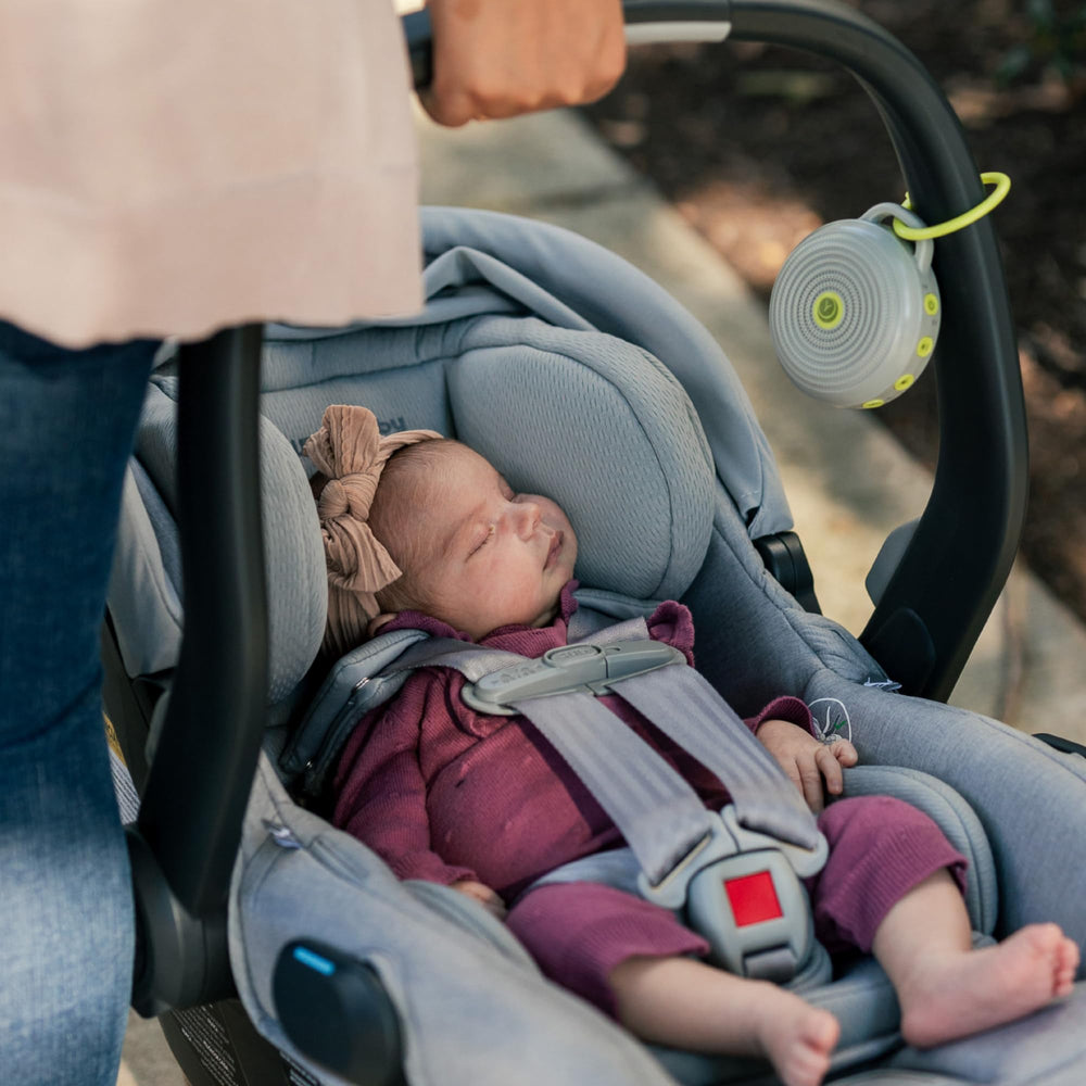 Yogasleep Hushh compact 3.5-inch diameter travels easily in a diaper bag.
