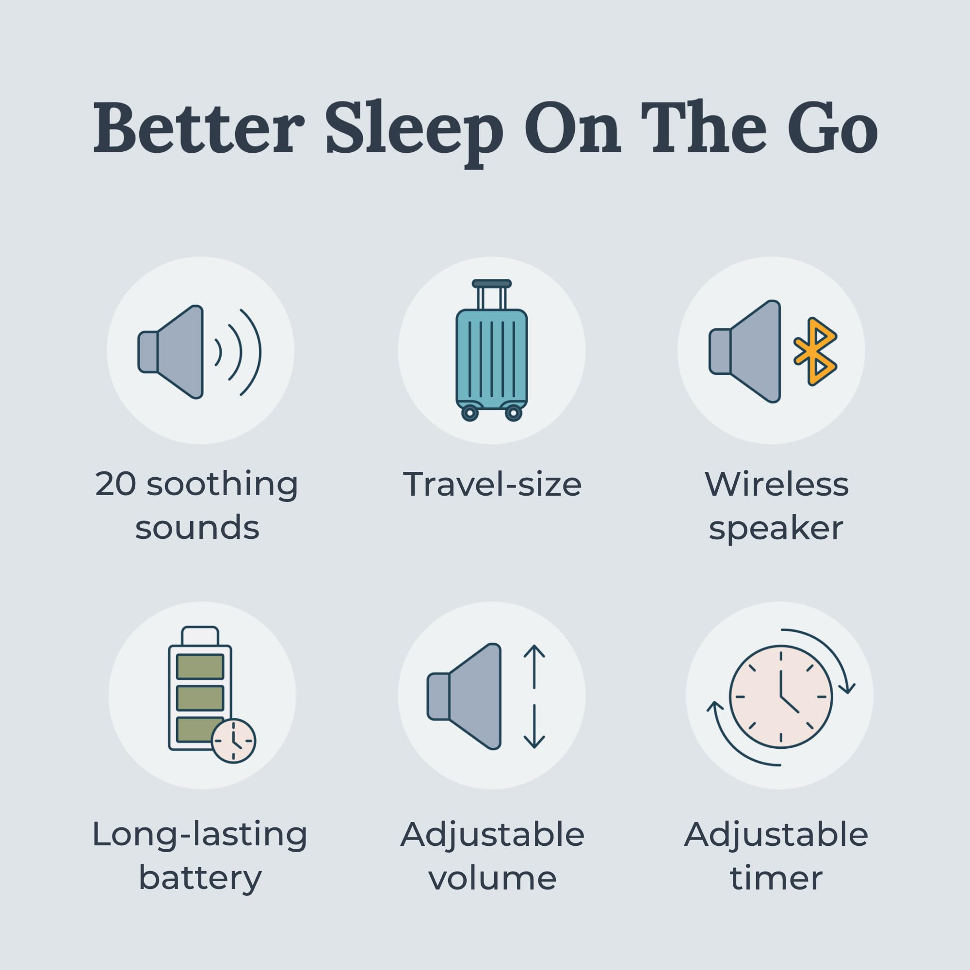 Yogasleep Rohm+ travel on desk as Bluetooth speaker for focused moments.