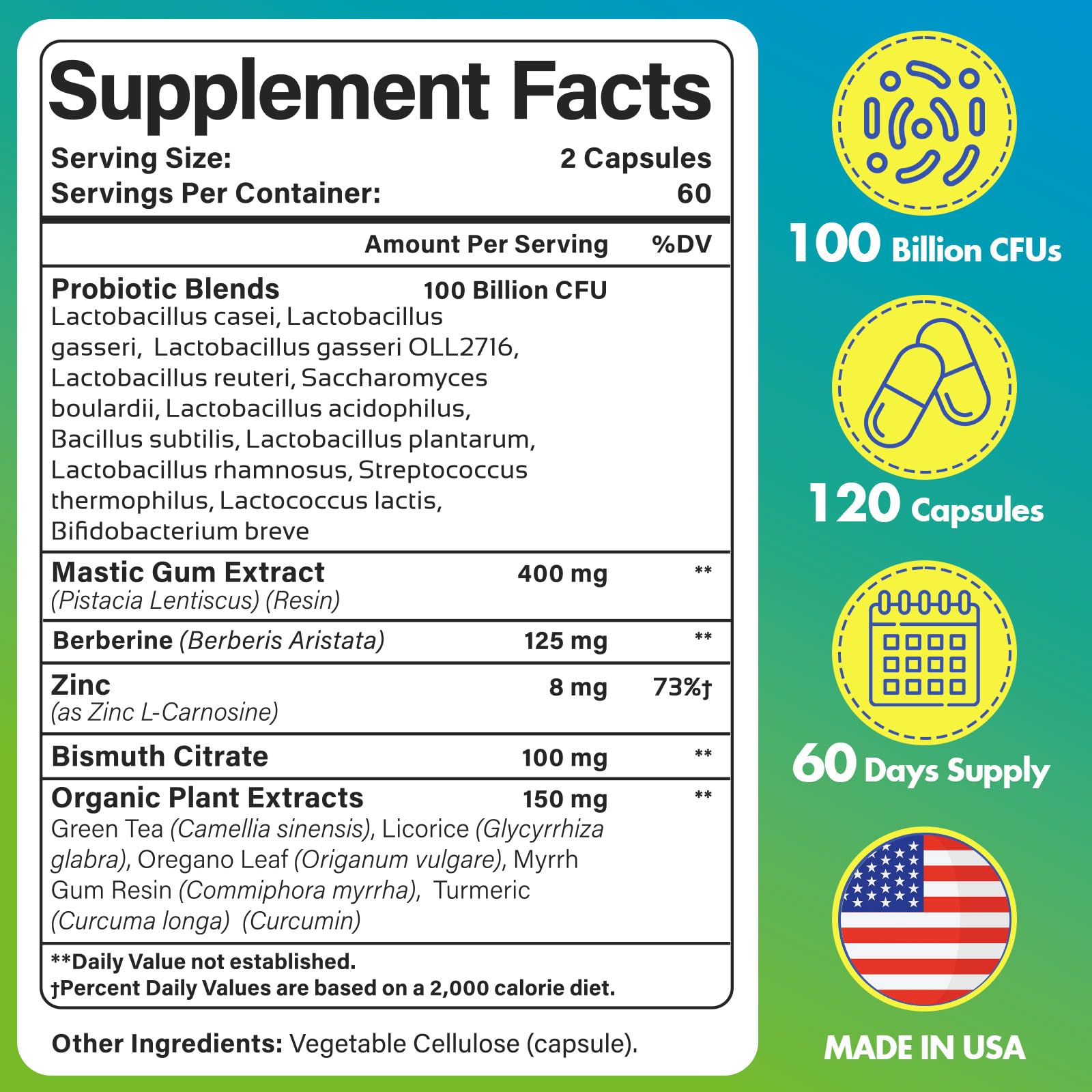 Yoghuaty H. Pylori Defense capsules closeup highlights 100B CFU probiotic blend