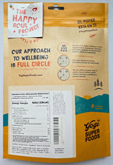 Yogi Super Foods blue spirulina powder jar close-up shows vibrant color for natural coloring.