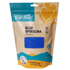 Yogi Super Foods blue spirulina packaging ready for smoothies and baking.
