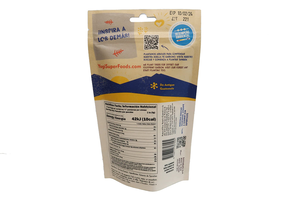 Yogi Super Foods blue spirulina powder scoop for easy protein-rich additions
