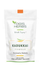 YOGIS HERBS Kadukkai powder with measuring spoon for easy daily gut support.