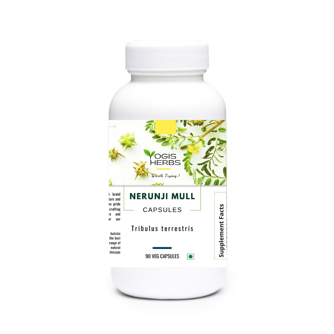 YOGIS HERBS Nerunji Mull capsules bottle pour shows plant-based support for daily energy and balance.