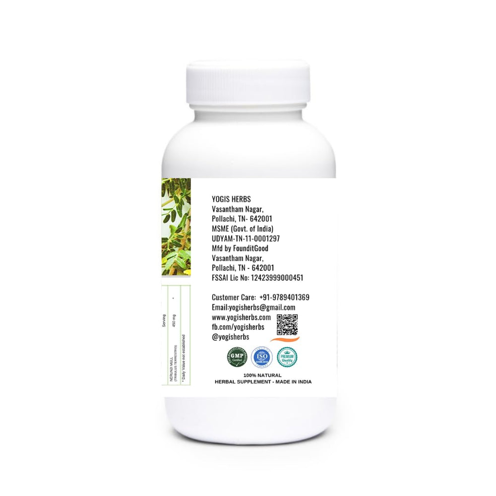 YOGIS HERBS Nerunji Mull vegan capsules on white surface suggest clean, plant-based wellness.