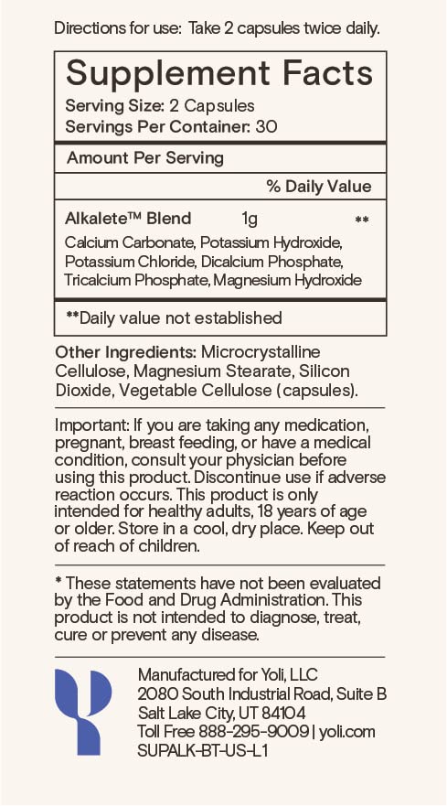 Yoli Alkalete capsules supporting hydration and muscle performance