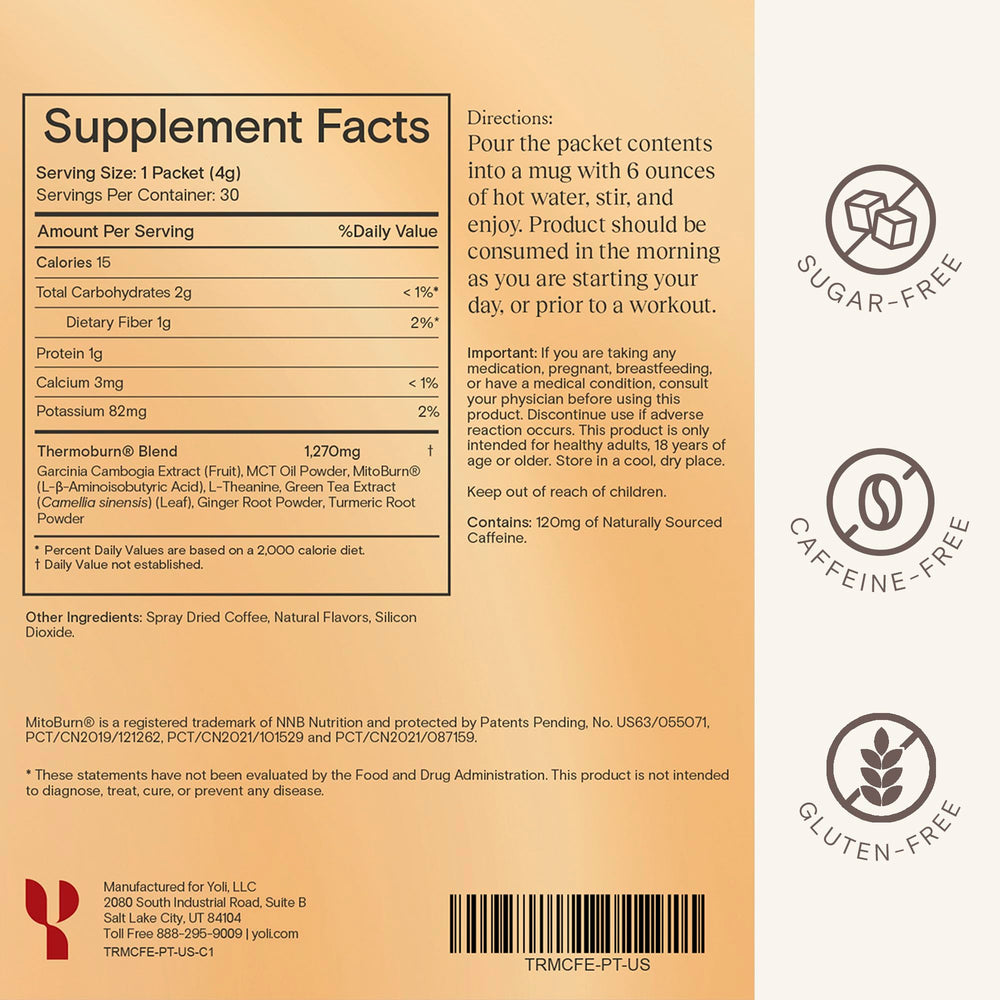 Yoli CaféTrim coffee cup highlighting coffee flavor and appetite support