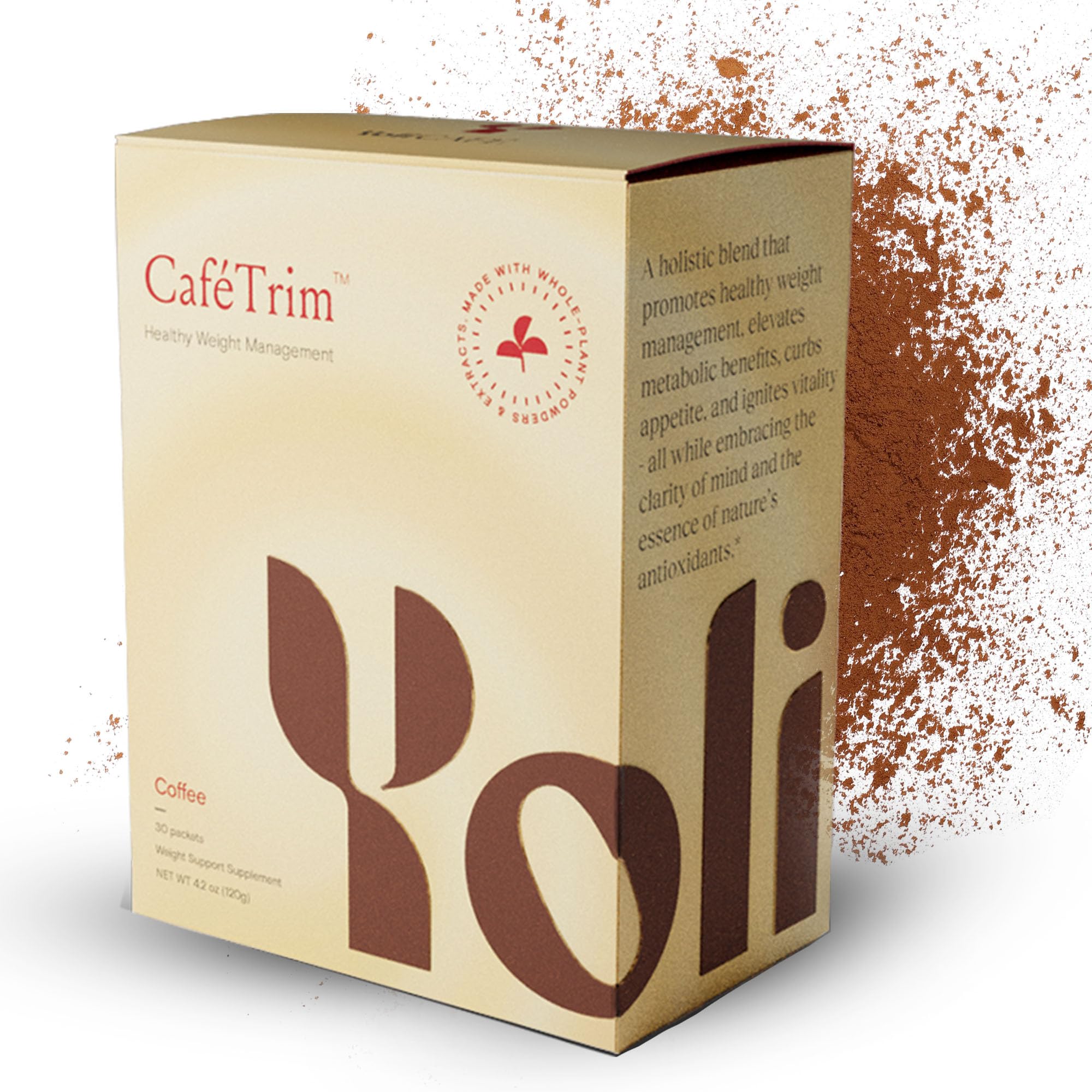 Yoli CaféTrim tub front showing craving control powder for daily energy