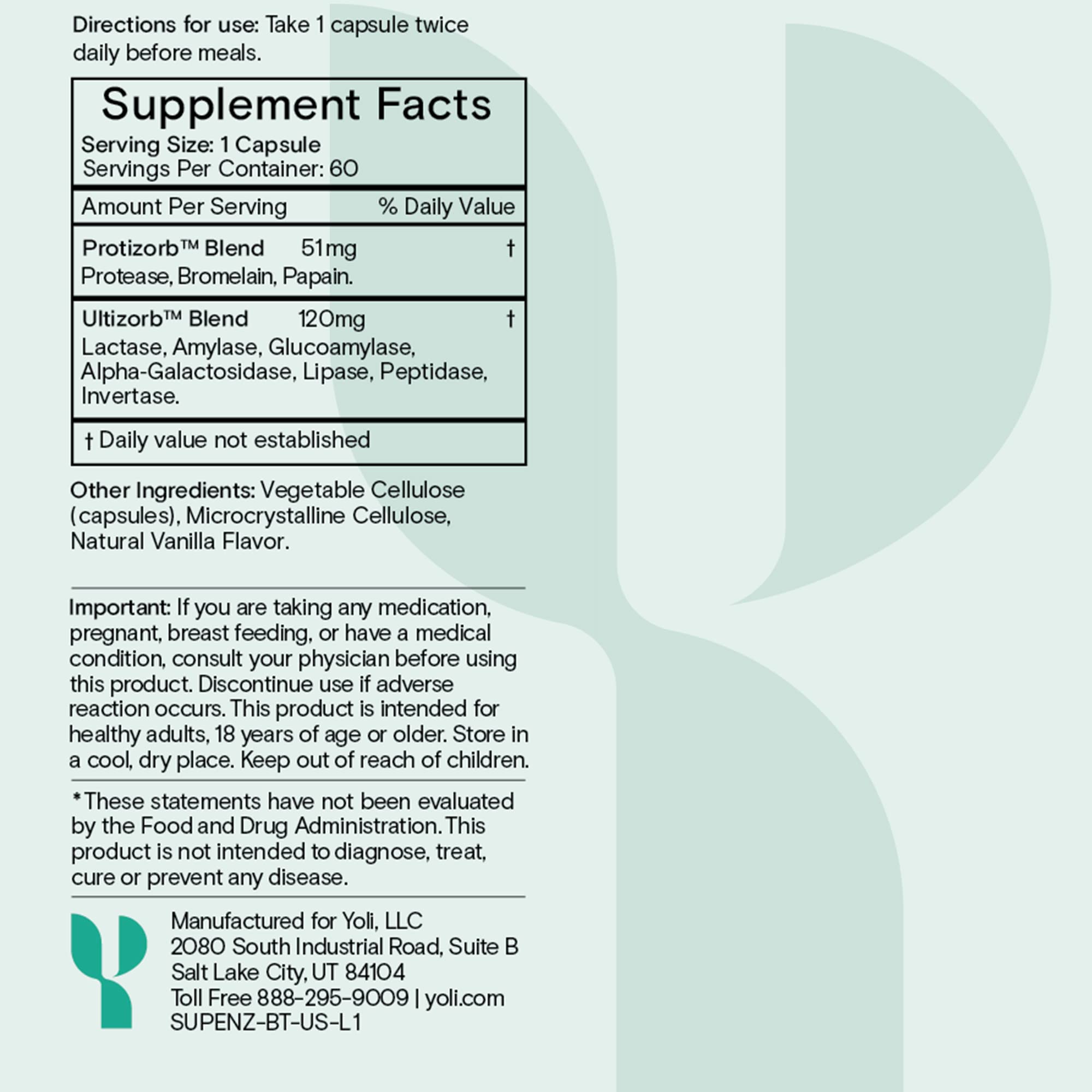 Yoli Enzyme capsules provide convenient daily digestion support.