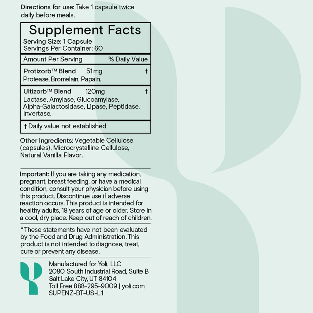 Yoli Enzyme capsules provide convenient daily digestion support.