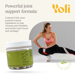 Yoli Flex label detail shows natural ingredients and clean daily use.