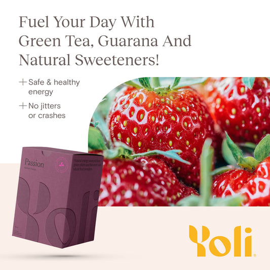 Yoli Passion Berry packets ready to mix for clean hydration.