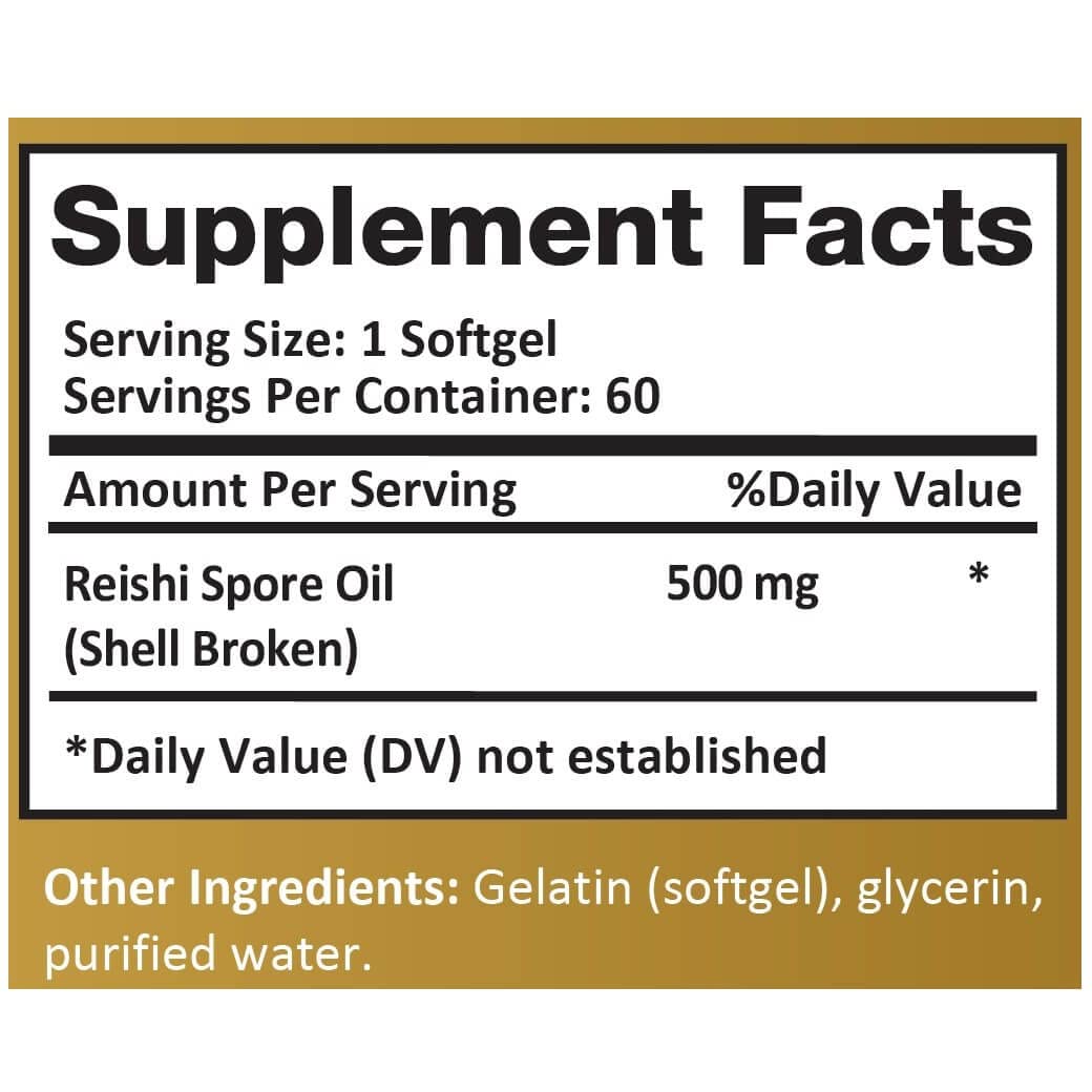 YongWell Reishi Spore Oil bottle label with product details