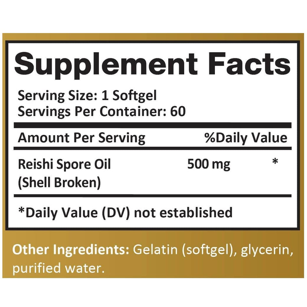 YongWell Reishi Spore Oil bottle label with product details