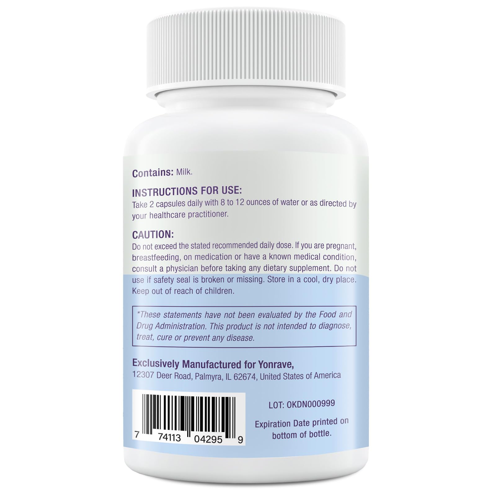 Yonrave bovine colostrum capsules packaging highlighting Swiss quality and purity.