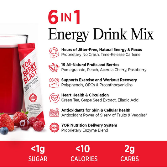 Berry Blast powder dissolving in water for a berry-flavored lift.