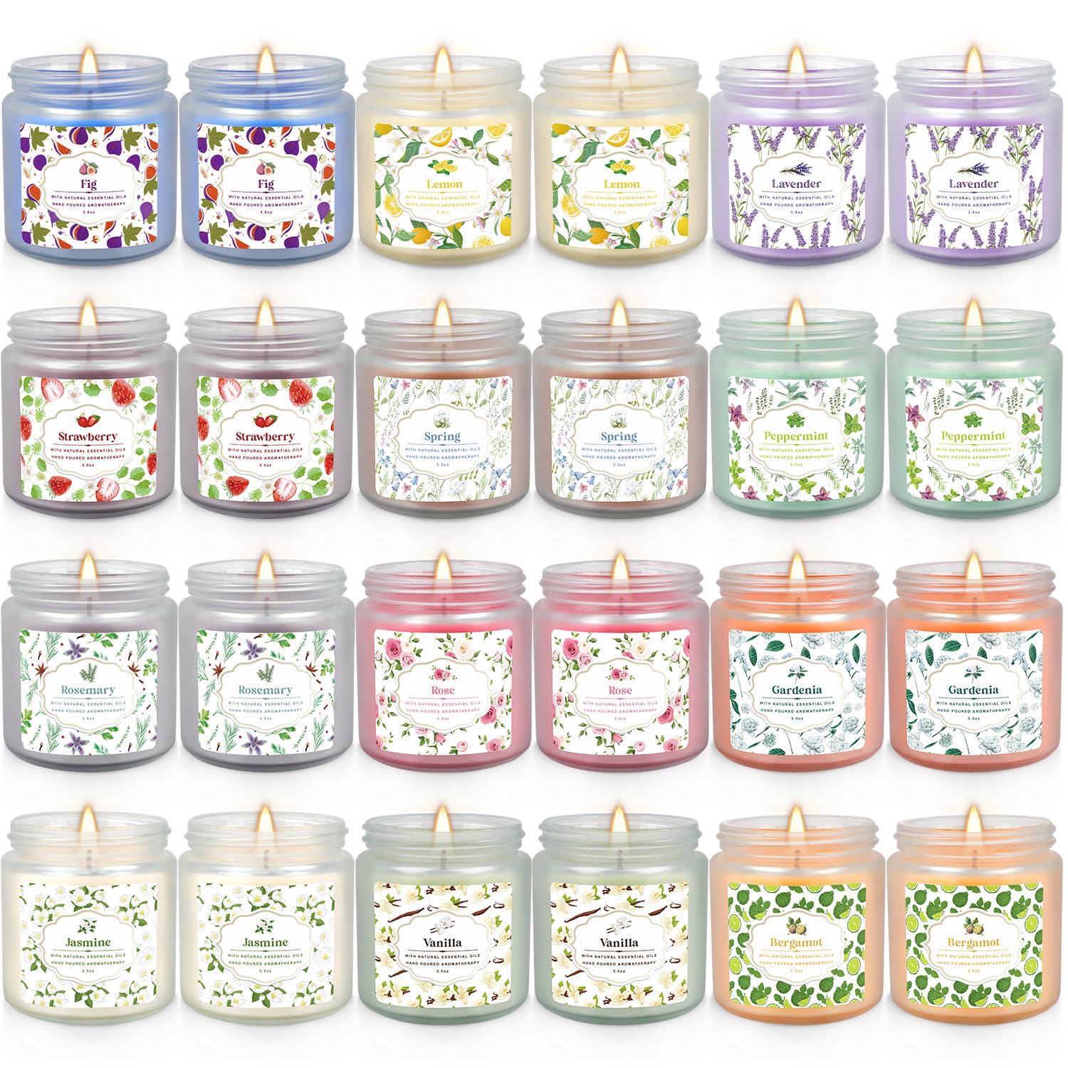 YOROXRG 24 pack scented candles with varied fragrances for festive ambiance