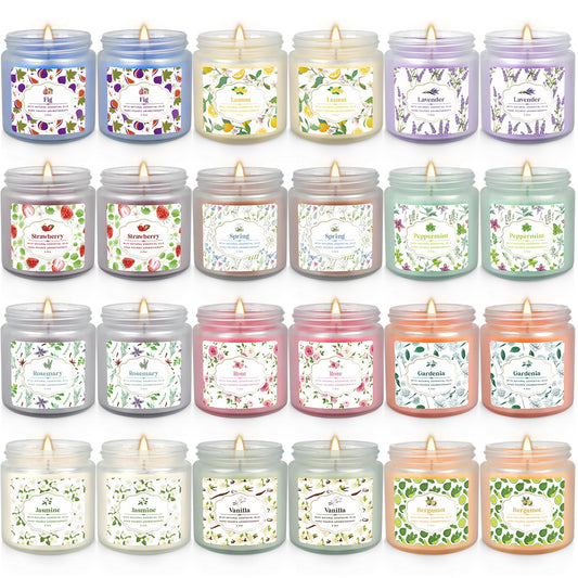 YOROXRG 24 pack scented candles with varied fragrances for festive ambiance